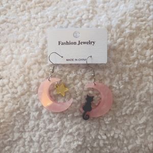 Moon and cat earrings